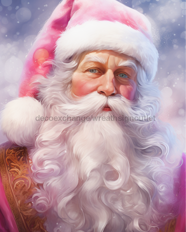 Pink Santa Sign Christmas Dco-00693 For Wreath 8X10 Metal